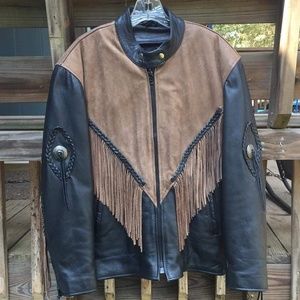 Hot Leathers HEAVY Mens Fringe Biker Jacket L